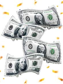 2/4pcs Reusable Dollar Bill Balloons, Large Size Fake Money Balloons For Birthday Decoration, Dollar Bill Party Balloons, Money Theme Birthday, Casino Party, Graduation, FUN Money Theme Party, Las Vegas Party, Birthday Gift For Dad, Bank Interior Decor Balloons - Multicolor - View 3