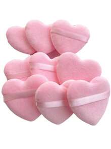 8pcs/Set Heart Shaped Velvet Powder Puff, Designed For Contour, Eye And Corner Area, With Makeup Blender Foundation Mixing Container, Suitable For All Skin Types - Multicolor - View 13