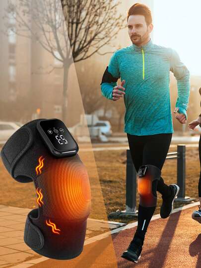 Hailicare 无线膝关节按摩器，带加热和振动功能，电加热护膝，3档加热模式，USB充电，按摩膝垫，液晶触摸屏，可调节加长绑带，缓解关节不适，可作为圣诞节、万圣节、感恩节礼物送给朋友和父母。