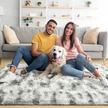 Noahas Ultra Soft 4.5cm Velvet Bedroom Rugs Kids Room Carpet Modern Shaggy Area Rugs Home Decor 2.6' X 5.3', Gray(8' x 5' (Rectangular) Gris Blanco teñido anudado) - Tipo 15 - Ver 2