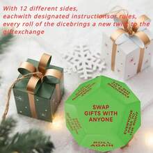 1pc Santa Gift Exchange Dice - 12-Sided Christmas Party Dice With Festive Design, 3x3x3 Inch Durable Plastic, Gift Exchange Game, Fun Design, Perfect For Holiday Games, Family Fun And Gift Exchange, Christmas Party Decorations, Holiday Themed Design, Best For Christmas - Multicolor - View 3