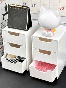 1pc 3-Tier Drawer Box, Desktop Storage Box For Jewelry, Cosmetics And Craft Supplies, Small Plastic Storage Drawers, Perfect For Office, Arts & Crafts, And DIY Accessories - Multicolor - View 7