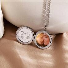 Custom Personalized Photo Locket Necklace, Engraved Memorial Jewelry , Vintage Round Locket For Sister Friend, Christmas Anniversary Gift