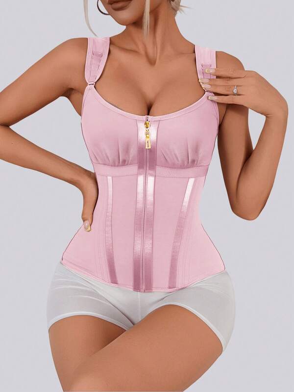 1pc Women's Bust Shaping Slimming Bodysuit, Double-Layer Tight Waist Cincher