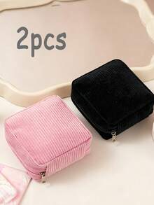 多色卫生巾收纳袋，粉色卫生巾收纳袋，便携式收纳袋，大容量简约风格，可收纳卫生巾、护垫和卫生棉条，女生必备，外出必备，条纹化妆包，旅行学习用品，旅行必备化妆包，度假必备化妆包