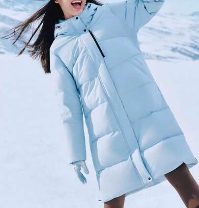 Skechers معطف شتوي نسائي جديد مقاوم للحرارة ومعطف طويل ودافئ