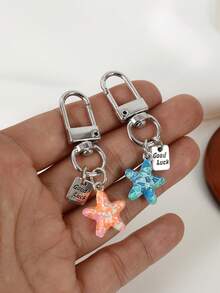 1pc Ocean Animal Starfish Keychain Creative DIY Handmade Men's Charm Car Keychain Personalized Fashion Handbag Backpack Pendant Accessories Popular Summer Beach Starfish Keychain Souvenir Keychain Boyfriend Birthday Gift Family And Friends Novel Jewelry Gift Unique Christmas Gift