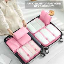7pcs New Travel Storage Bags Portable Suitcase Clothes Organizer Packing Cubes For Business Trip And Travel School Supplies School Stuff For School For College Dorm Room Decor Bedroom Decor Dorm Essentials For School Student Teacher Clothes Storage Travel Bag Set Travel Organizer Set Travel Essentials Back To School Supplies - Hồng - Xem 8