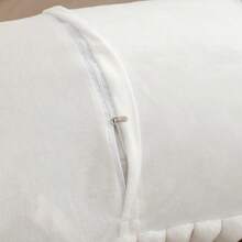 1 pieza Funda de almohada de piel de conejo sintética a rayas, sin relleno de almohada, cierre con cremallera, funda de almohada suave y acogedora, desmontable y fácil de usar para un sueño cómodo - blanco lechoso - Ver 5