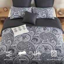 Elegant 8 Pieces Paisley Print Bed In A Bag Comforter Set, All Season Lightweight & Breathable Bedding Set, Cozy Home Textile Fits Lux Bedroom Decor, Halloween Christmas Thanks Giving Gifts - màu đen - Xem 6
