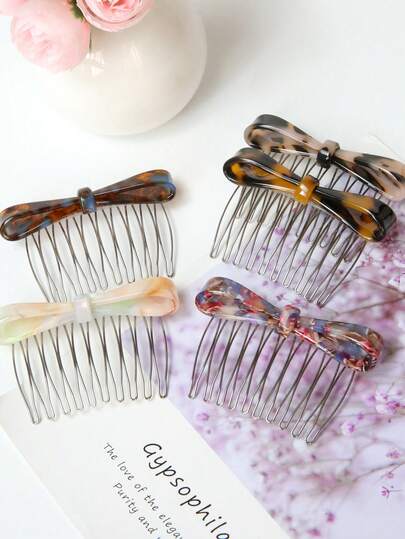 女士蝴蝶结醋酸纤维发梳，刘海及碎发驯服器，防滑反向梳，简约优雅多功能发饰，打造蓬松发型，侧分发型，优质发梳，头部配饰，女士发饰