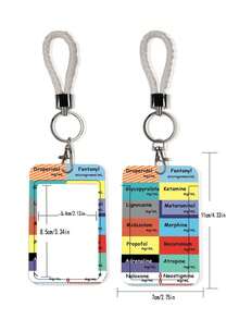 1pc ABS Chemical Name Print Fashionable Personalized Keychain Holder, ID Card, Bus Card, Student Card Holder, Suitable As Gift And Daily Use