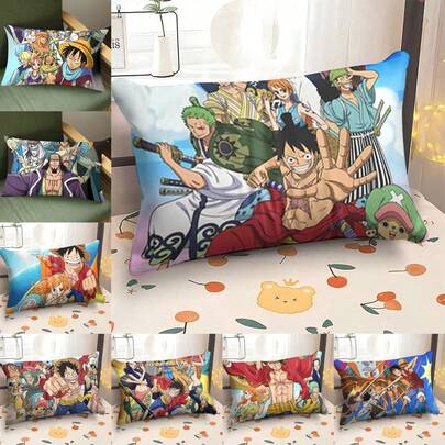 1pc One Piece Cartoon Single-Sided Pillowcase, Super Soft Bedding For Bedroom, Living Room And College Dormitory Sofa Home Decoration Christmas Holiday Gift Lunch Break Cute Pillowcase (Pillow Core Not Included)