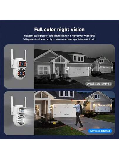 1pc 4MP (2MP+2MP)HD Indoor Outdoor Cameras Security Surveillance, Supports 2.4G/5G WiFi Slimme Monitoring, Dual Lens Screen, USB Power Supply, Two Way Audio,Wifi PTZ Camera, Cctv,Multi Sharing, Night Vision, Motion Tracking, APP Control, Indoor, Outdoor, Office As Monitoring Camera. view 3