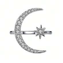 Hot New Arrival: Crescent Moon Ring Fashionable And Unique Moon Index Finger Open Ring - Silver - View 2