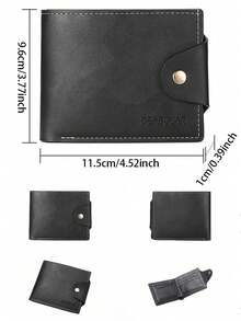 1 Peça Carteira de Couro Personalizada para Homens, Carteira Masculina de Couro PU da Moda, Carteira de Estilo Retrô Europeu e Americano, Carteira Masculina com Fecho Horizontal, Material de Couro PU, Carteira Minimalista Multieslote PU, Carteira Masculina Personalizada, Presente Personalizado para Irmão, Pai, Namorado, Aniversário, Dia do Pai, Natal, Halloween, Dia dos Namorados, Ano Novo Glamour - Carteiras retrô europeias e americanas - Visão 3