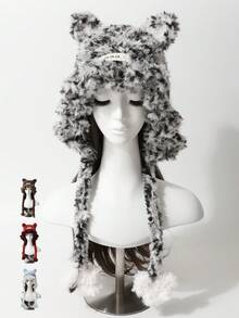 1顶手工针织可爱熊耳水母帽，女士款，秋冬新款朋克甜美Y2K柔软加厚保暖护耳针织帽，多色时尚百搭，夏季沙滩 - 針織帽 - 查看 6