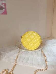 Girls' Embroidered Heart Shaped PU Leather Chain Shoulder Bag