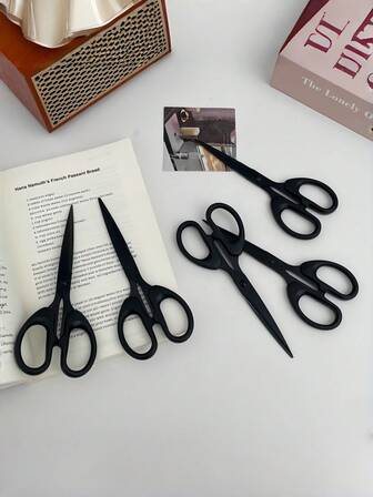 1 件黑刃剪刀，防锈不粘涂层，家用、办公室、手工纸和胶带多功能切割工具 - 不锈钢，办公剪刀 | 人体工学手柄 | 切割工具，剪刀