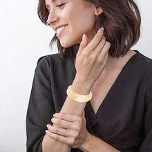 FUNOJOY Acrylic Resin Bangle Bracelets For Women 1-3Pcs Simple Oval Polished-Finish Chunky Bangle Bracelet Wide Wristbands Fashion Jewelry Bracelet For Women{Inchcolor_nameinch:InchC-Yellowinch} - C-黃色 - 查看 5