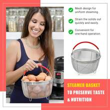 The Original Salbree 3qt Instant Pot Steamer Basket Accessories, Stainless Steel Strainer and Insert fits IP Insta Pot, Instapot 3qt, Other Pressure Cookers and Pots, Red Premium Silicone Handle - negro - Ver 2