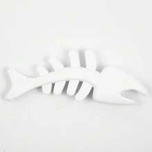 BELIME juguete para Perro o Gato en Forma de Esqueleto de Pescado | Mordedera Resistente y Segura | Limpieza Dental, Diversión y Ejercicio | Material No Tóxico - Blanco - Ver 1