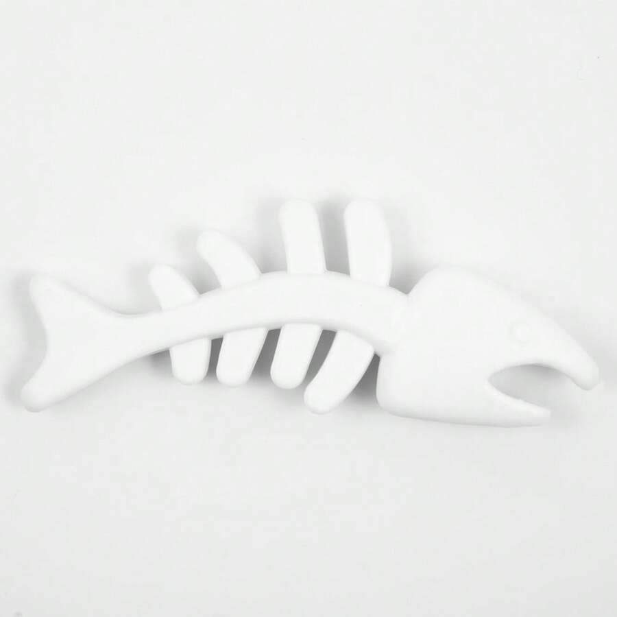 BELIME juguete para Perro o Gato en Forma de Esqueleto de Pescado | Mordedera Resistente y Segura | Limpieza Dental, Diversión y Ejercicio | Material No Tóxico - Blanco - Ver 1