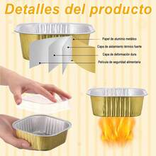 50 Molde De Aluminio Desechable Pastel Para Hornear Con Tapa - Dorado - Ver 4