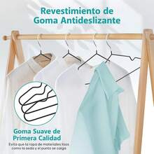 30 PCS Ganchos Estándar, Ganchos para Ropa, Ganchos para Ropa de Acero Inoxidable, 42cm Diseño Antideslizante, Se Adapta a Abrigos,Chaquetas,Camisas, Pantalones y Vestidos para Ahorrar Espacio - Negro - Ver 4
