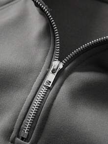 男士深灰色插肩袖针织套头衫，适合春秋季穿着 - 深灰色 - 查看 4