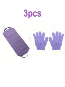 3pcs Exfoliating Gloves And Back Scrubber Set, Exfoliating Bath Gloves, Long Handle Exfoliating Back Scrubber (With Handle), Double-Sided, Ideal Gift For Christmas, New Year, Mother's Day, Graduation - Multicolor - View 10