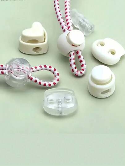 15pcs Cord Lock End Stoppers, Double Hole Round Plastic Cord Locks, Suitable For Drawstrings, Bags And Clothing, Elastic Shoelace Clips, 20.871