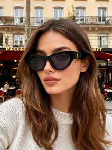 1pc New European & American Cat Eye Fashion Glasses For Women, Fashionable Street Style High-End Glasses