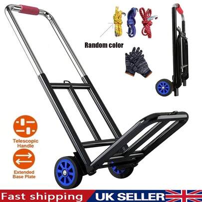 Heavy Duty Folding Lightweight Hand Sack Trolley Cart Wheel Truck A Good Helper For Moving Goods With Pair Of Gloves, With 3 Detachable Elastic Bands For Securely Securing Goods During Transportation