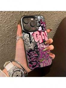 Funda de Teléfono de Arte Graffiti Audaz "TAK" para iPhone 16/15/14/13/12/11/X/XS Plus Pro Max Carcasa original con gráficos - Negro - Ver 4