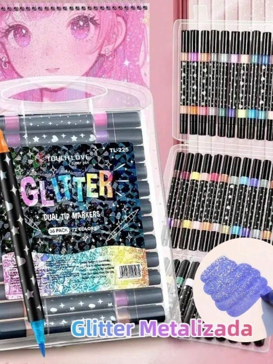 Metallic Marker 12/24/36/48/60 Double-Headed Glitter Pen - Nhiều màu - Xem 1
