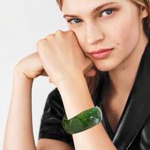 FUNOJOY Acrylic Resin Bangle Bracelets For Women 1-3Pcs Simple Oval Polished-Finish Chunky Bangle Bracelet Wide Wristbands Fashion Jewelry Bracelet For Women{Inchcolor_nameinch:InchD-Greeninch} - D-Xanh lá cây - Xem 5