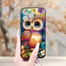 Una funda de teléfono creativa personalizada, elegante y con estilo, que presenta un diseño de búho colorido que presenta un tema animal encantador, diseño resistente a golpes y caídas, resistente a las manchas y duradera, adecuada para varios modelos de , incluyendo  17/17 Pro/17 Pro Max/17 Air/ 16/16 Pro/16 Pro Max/16 Plus/ 15/15 Pro Max/15 Pro/15 Plus/ 14/14 Pro/14 Plus/14 Pro Max/ 13/13 Pro/13 Pro Max/12/12 Pro/12 Pro Max/11/11 Pro/11 Pro Max/XR/X/XS/XS Max. Es el regalo de cumpleaños perfecto para novias, novios, esposos, esposas, amigos o para uno mismo, innovador y a la moda, adecuado tanto para hombres como para mujeres. - Negro 2617 - Ver 10