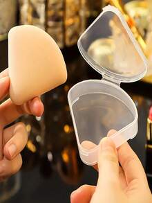 Petal Shape Powder Puff Storage Box Creative Cosmetic Puff Display Case Beauty Powder Puff Storage Creative Convenient Travel Powder Puff Storage Box Clear Triangular Makeup Sponge Holder Cosmetic Storage Box Transparent Plastic Organizer For Travel & Home Use Holiday Beach Bathroom Collection