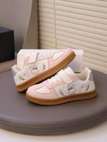 1 Pair New Embroidered Girls/Kids Casual Sneakers, Fashion Versatile Shoes