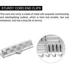 100Pcs Ribbon End Crimp Clamps, 25mm Stripe Texture Pinch Cord End Clasps Bracelet Making, Silver White - 25mm + Bạc Trắng - Xem 4