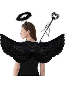 2PCS Angel Wings Angel Wings And Halo Set Carnival Makeup Ball Sexy Performance Costume Role Playing Party Christmas Gift