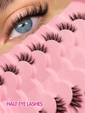 7 pares de pestañas postizas medias con diseño cruzado, suaves y ligeras, de aspecto natural y largo. Extensión de cola de ojo, pestañas postizas falsas reutilizables para maquillaje diario