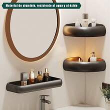 para Baño Regadera Ventosa Repisas Sin Taladro Organizador de Regadera Metal de Aluminio Porta Shampoo Antióxido Estante Organizador Baño Gris Mueble para Regadera Tofaney - pegamento triangular 2unidades - Ver 3