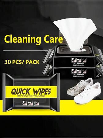 30片/包小白鞋清洁湿巾，免冲洗去污湿巾，适用于运动鞋、运动鞋、休闲鞋