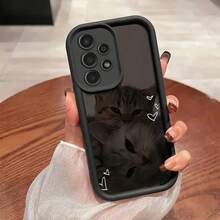 Funda de Teléfono con Diseño Adorable de Gatos para Parejas, Compatible con 13/A14 4G/A21S/A05S/A13 5G/S23/S23 Ultra/S23 FE/S24 Ultra/S24PLUS/S22Ultra/S21 Ultra 5G/S21FE 5G/S20/S20FE/A71/A55 5G/A54 5G/A53 5G/A52/A33 5G/A32/A31/A23 - Negro - Ver 2
