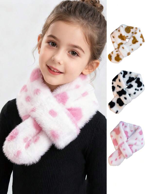 1 pièce Écharpe en peluche mignonne à croisillons pour enfants - Écharpe d'hiver épaisse, écharpe en peluche, écharpe pour étudiants, écharpe chaude pour l'extérieur, tour de cou, écharpe chaude et colorée pour filles