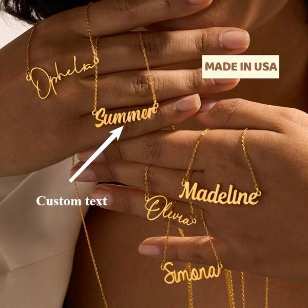1 Piece Of 304 Stainless Steel Personalized Name Necklace -5 Font Options, Customized Engraved Jewelry For Mother's Day, Valentine's Day, Birthdays, Weddings, And Graduation Anniversaries - Elegant Gold Toned Chain For Women, Worn All Year Round, Special Occasion Gift, High-Quality Exquisite Jewelry