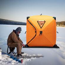 gladney Insulated Freestanding Ice Fishing Shelter For 1–2 People With 210D Oxford Fabric, Three-Layer Cotton Insulation, Fiberglass Poles, Roll-Up Windows, Vents, Ice Anchors & Carry Bag - Orange - View 5
