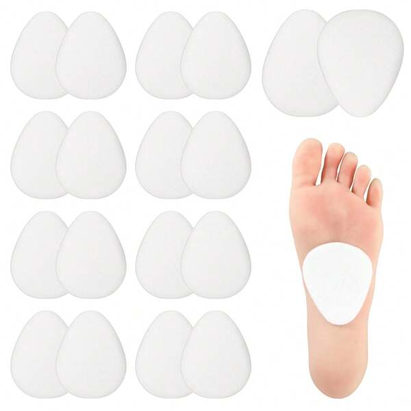 10 Pairs 1/4 Inch Thick Metatarsal Felt Pads, Unisex Forefoot Cushions, Sticky Foam Toe Pads